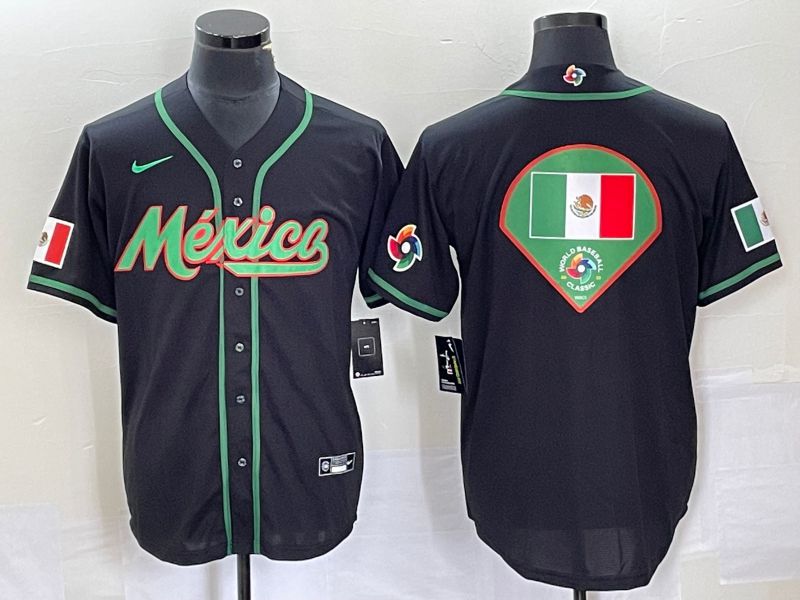 Men 2023 World Cub Mexico Blank Black Nike MLB Jersey10